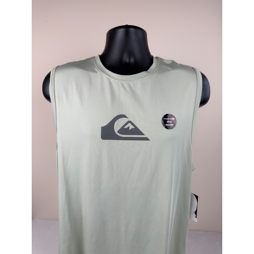 Quiksilver Mens UPF 50+ Sleeveless Rash Guard Light Sage Green Tank  Medium New